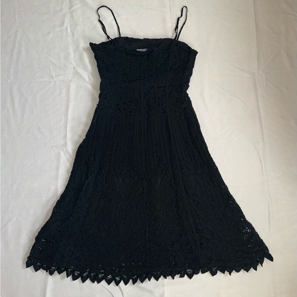 Betsey Johnson Vintage 1990s Black Spaghetti Strap Lace Dress - Picture 2 of 6